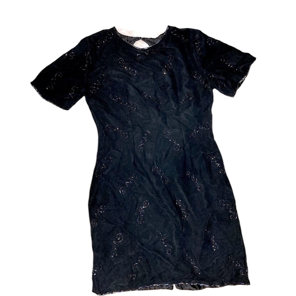 Vintage 90’s Silk Beaded Little Black Dress EUC SZ L